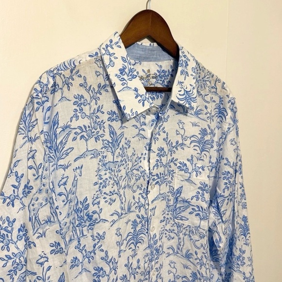 NWT Lilly pulitzer Men’s Addison shirt button down 100% Linen Resort white XL - Picture 8 of 9